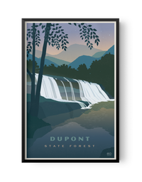 poster of illustrated hooker falls in Dupont State park